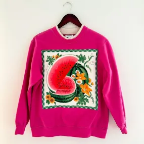 Watermelon Sugar Vintage Quilt Reworked Crewneck Sweatshirt