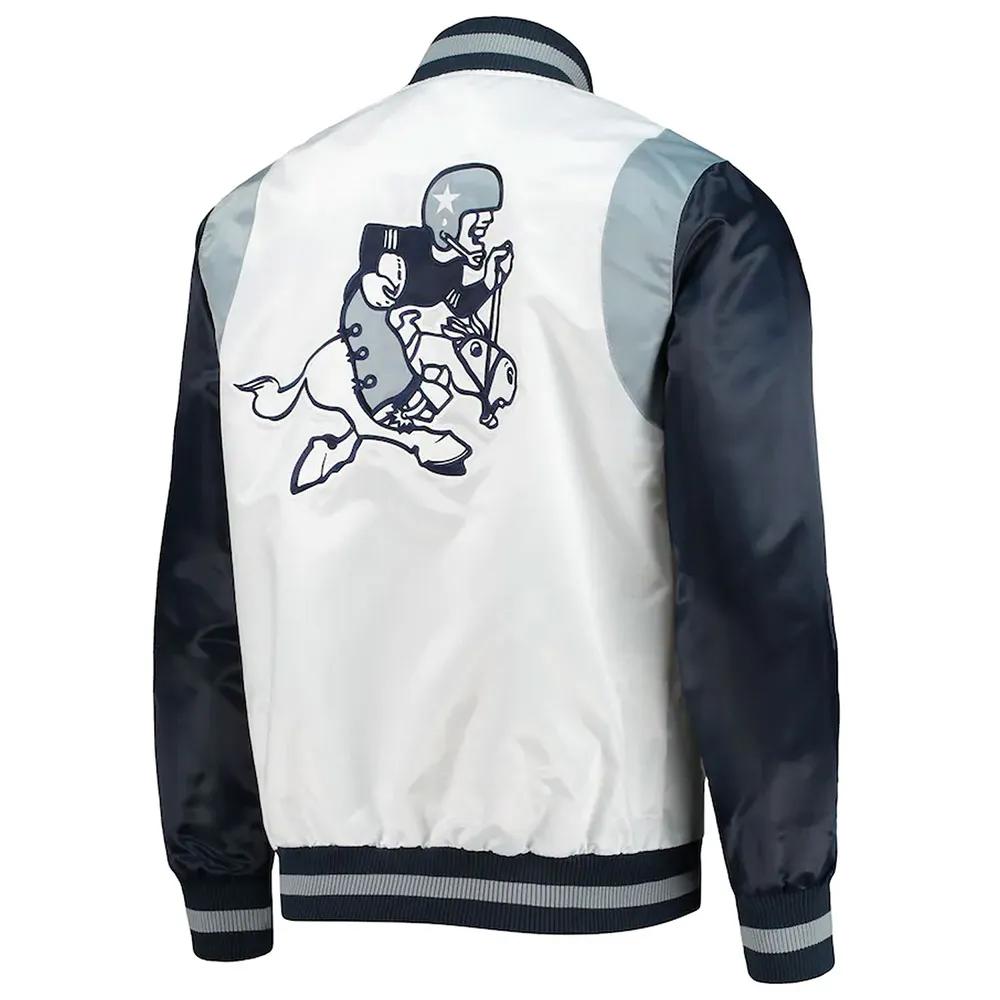 White/Navy Retro The All-american Dallas Cowboys Satin Jacket