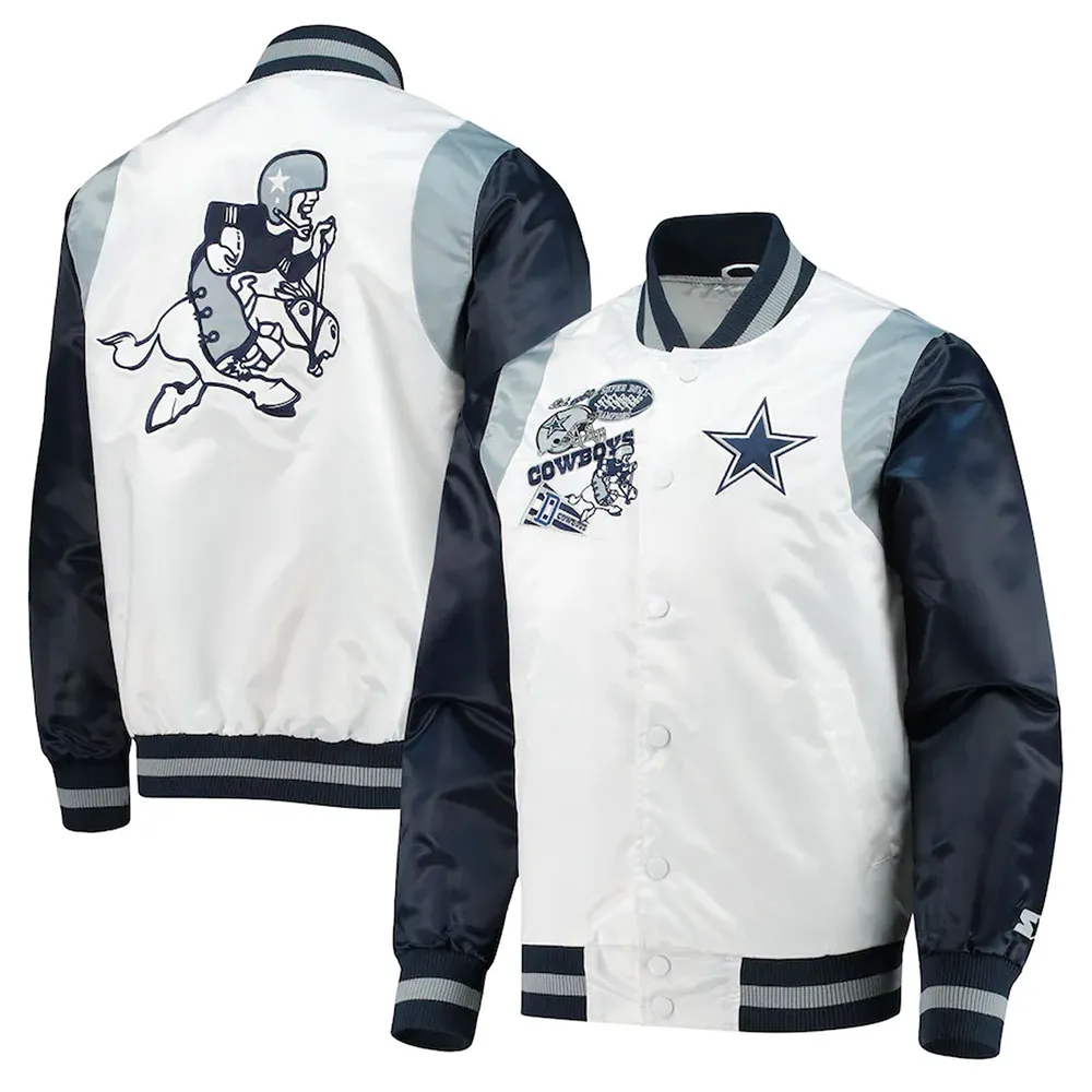 White/Navy Retro The All-american Dallas Cowboys Satin Jacket