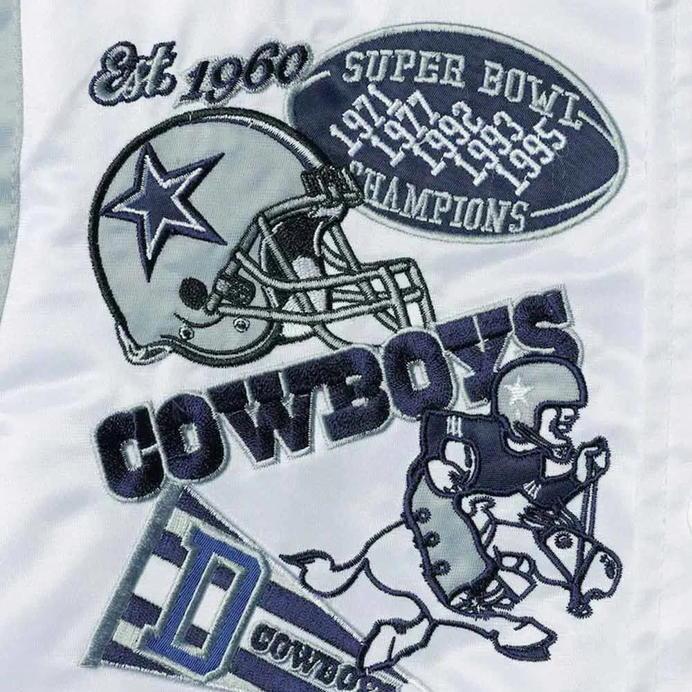 White/Navy Retro The All-american Dallas Cowboys Satin Jacket