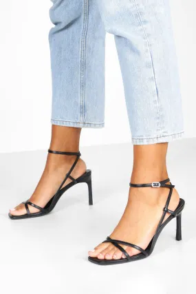 Wide Width Strappy Square Toe Heeled Sandals