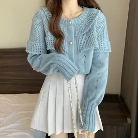 Winter 2023 new style small fragrant knitted cardigan design niche Korean style gentle sweet soft waxy sweater for women