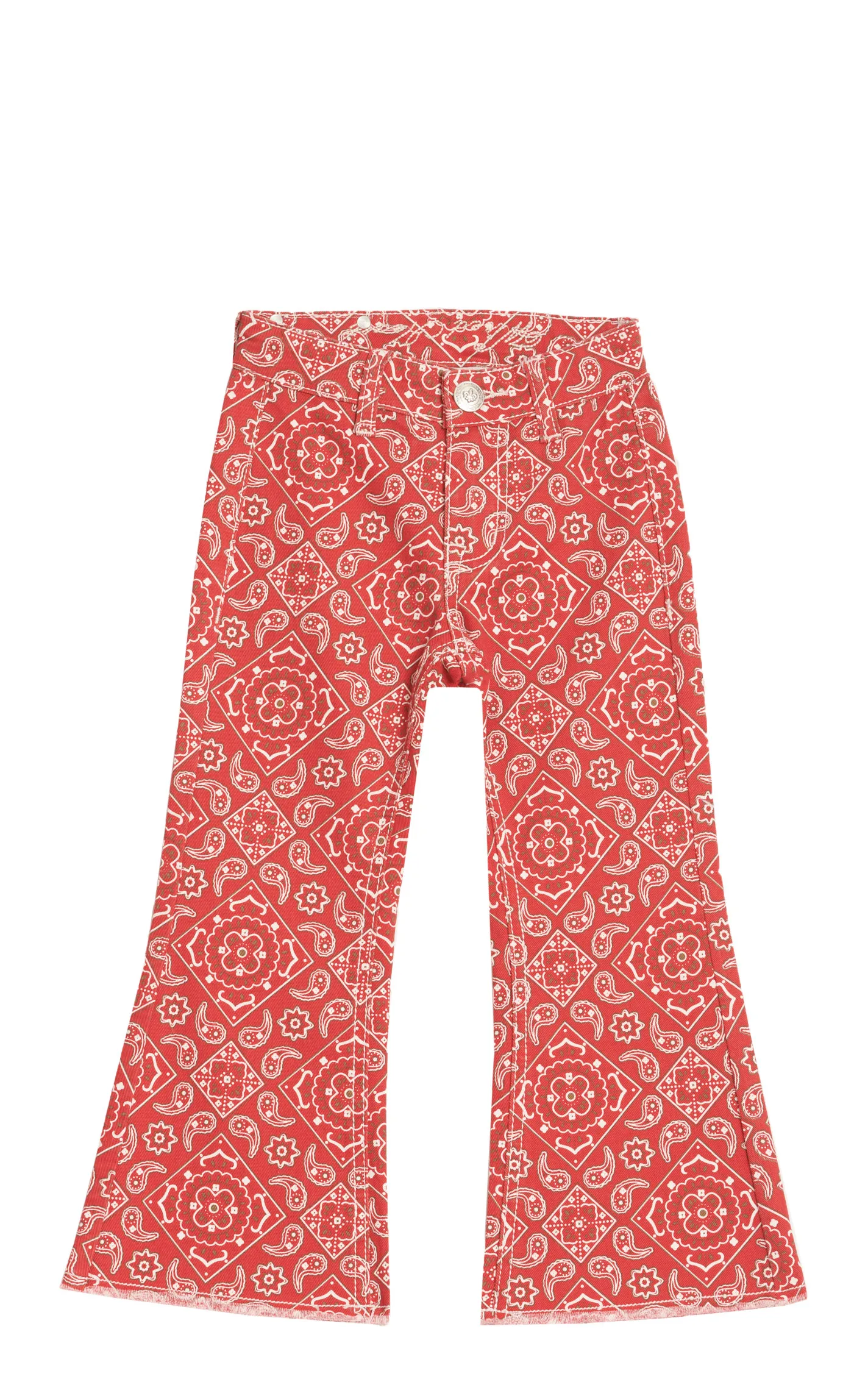 Wired Heart Toddler Girl's Red & White Bandana Print Mid Rise Trouser Leg Jeans