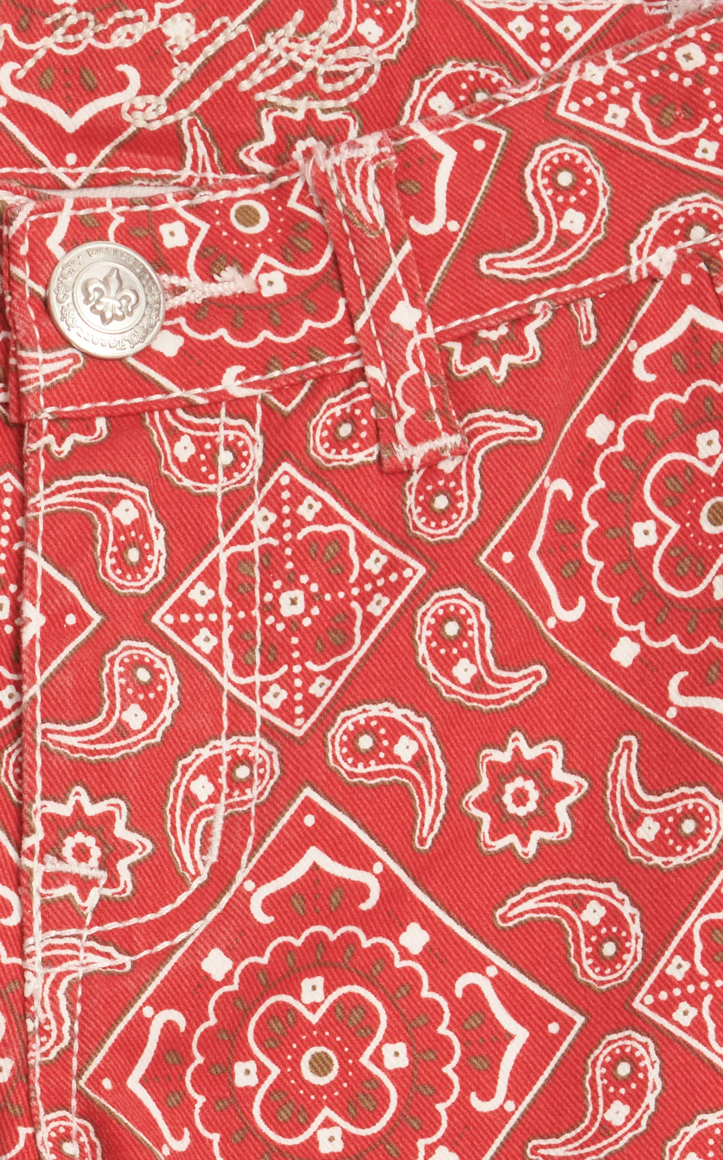 Wired Heart Toddler Girl's Red & White Bandana Print Mid Rise Trouser Leg Jeans