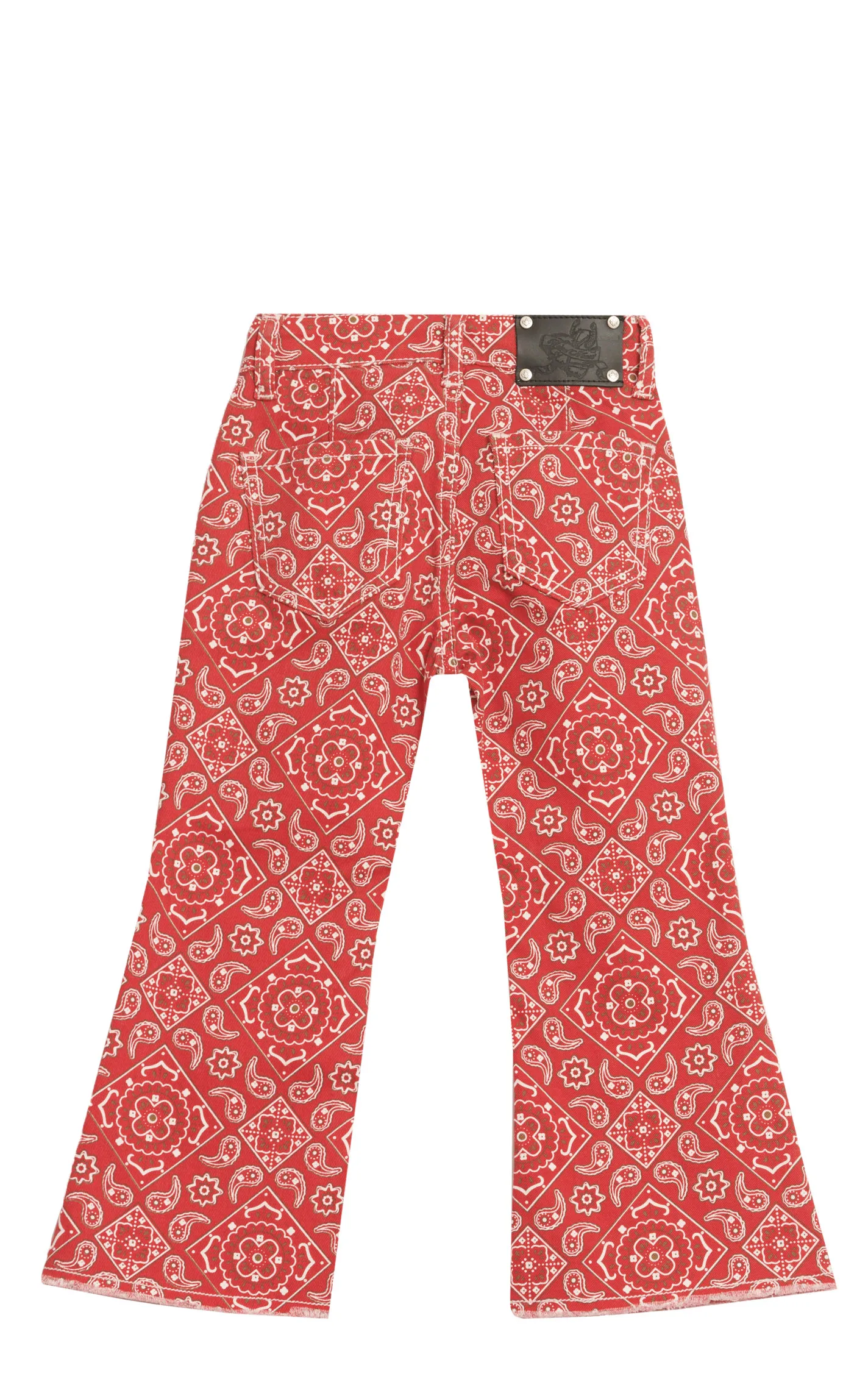 Wired Heart Toddler Girl's Red & White Bandana Print Mid Rise Trouser Leg Jeans