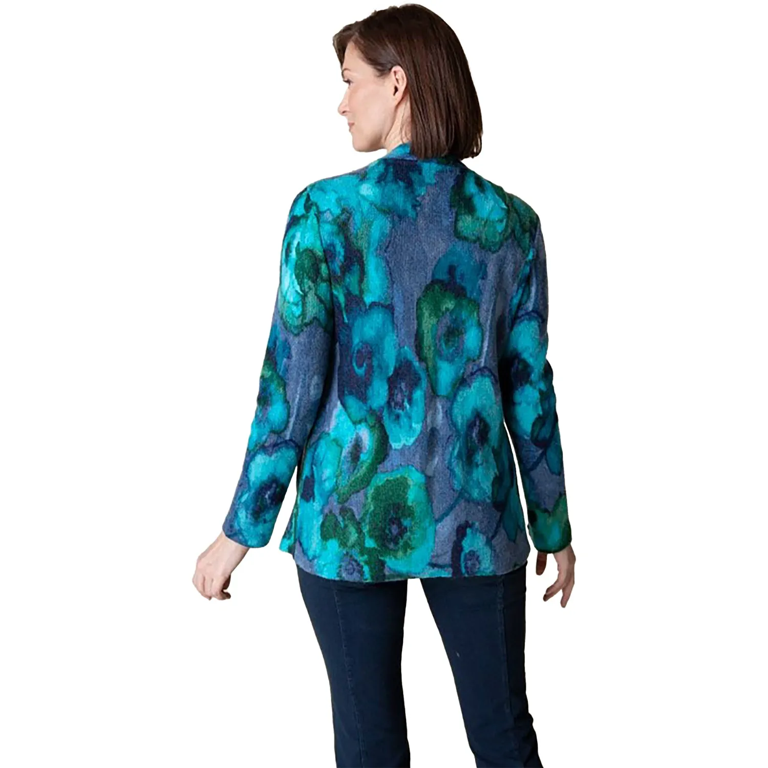 Women's Habitat Abstract Floral Drapey Cardigan Cobalt