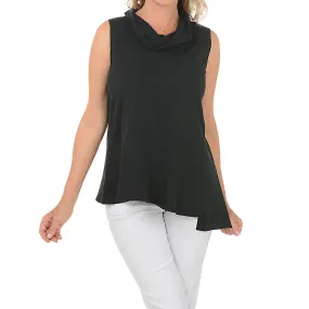 Women's Habitat Asymmetrical Cowl Neck Sleeveless Top Black