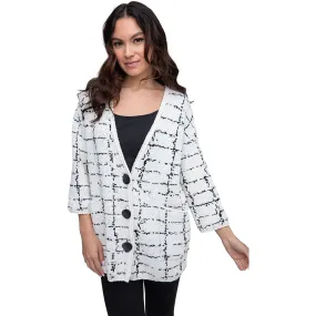 Women's Liv by Habitat Bounce Window Pane Cocoon Cardigan White