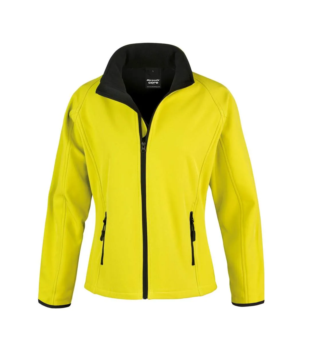 Womens/ladies printable soft shell jacket yellow/black Result Core