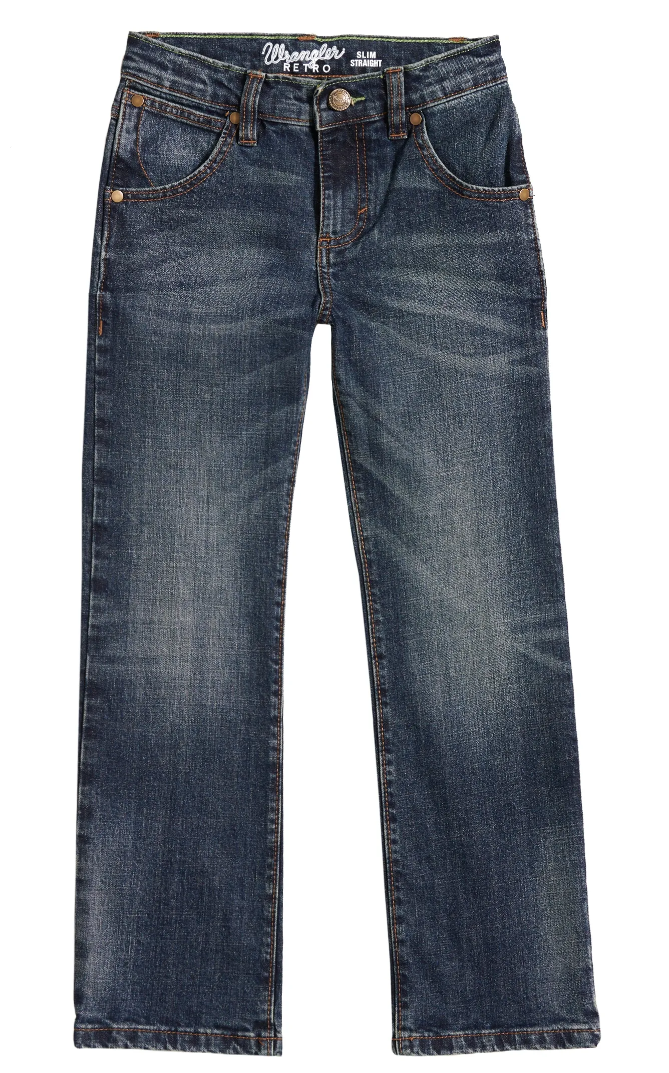 Wrangler Retro Boys' Bozeman Dark Wash Slim Fit Straight Leg Stretch Jeans (18-20)