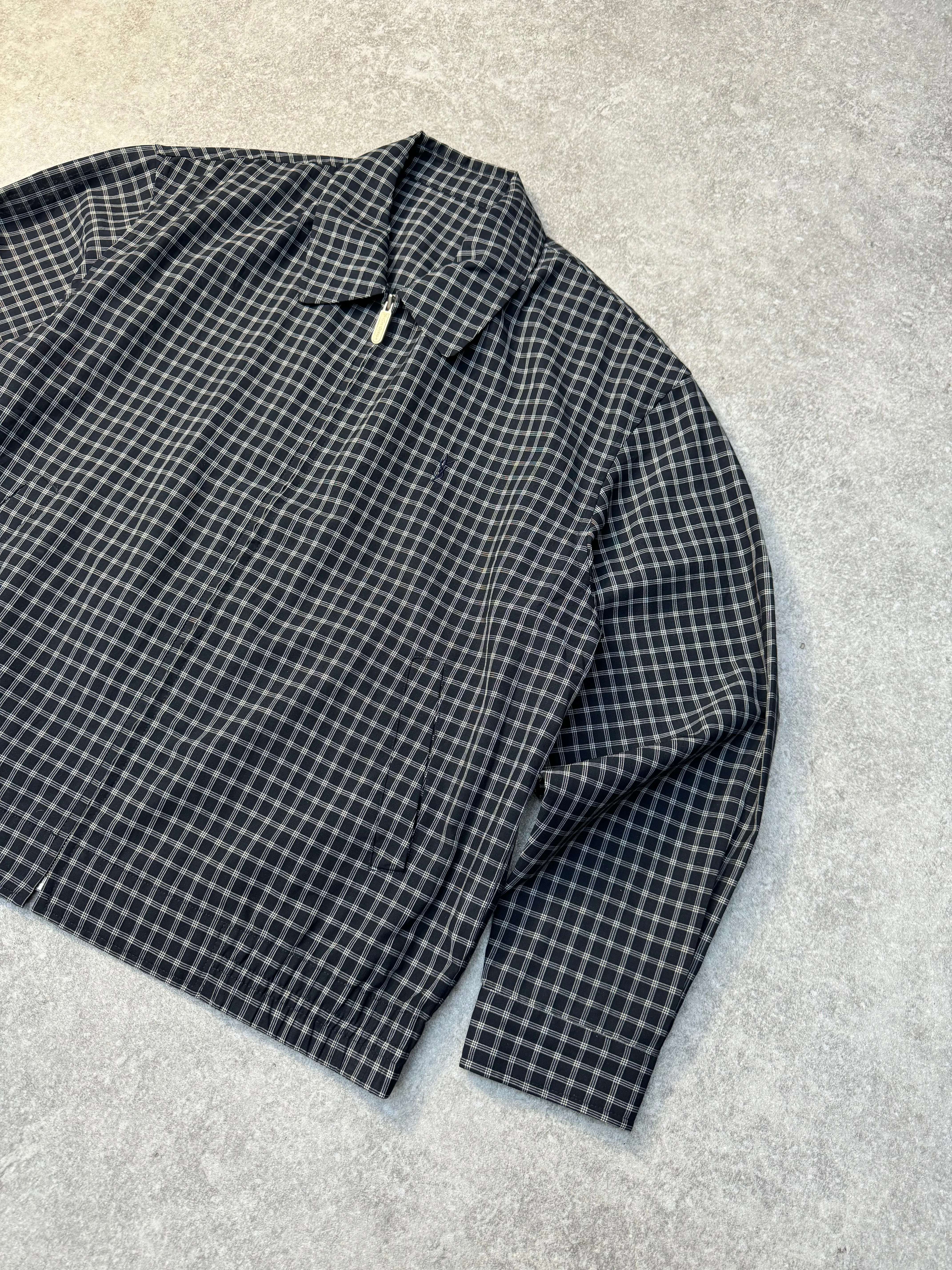 Yves Saint Laurent Navy Check Lightweight Cotton Harrington Jacket