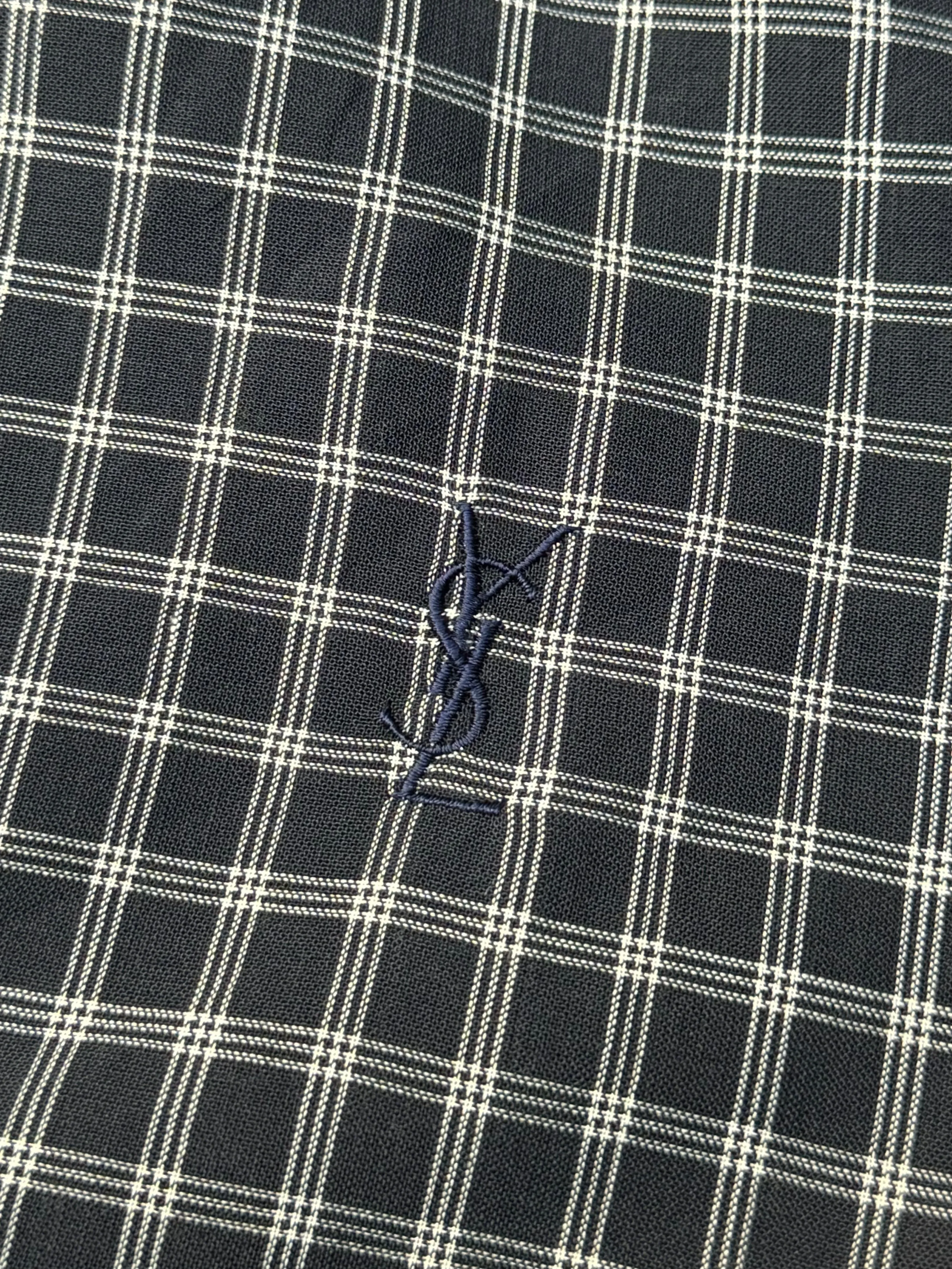 Yves Saint Laurent Navy Check Lightweight Cotton Harrington Jacket