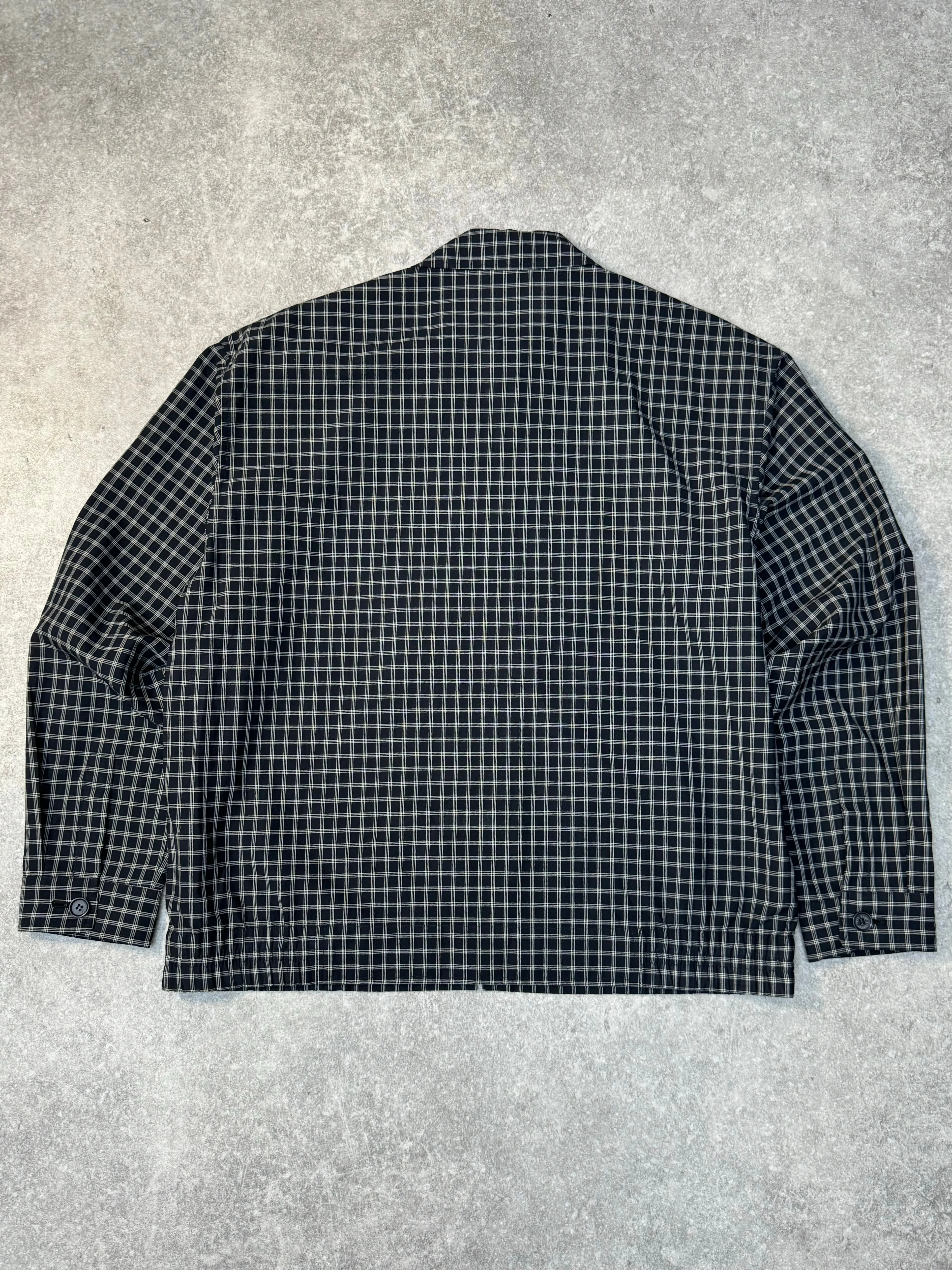 Yves Saint Laurent Navy Check Lightweight Cotton Harrington Jacket