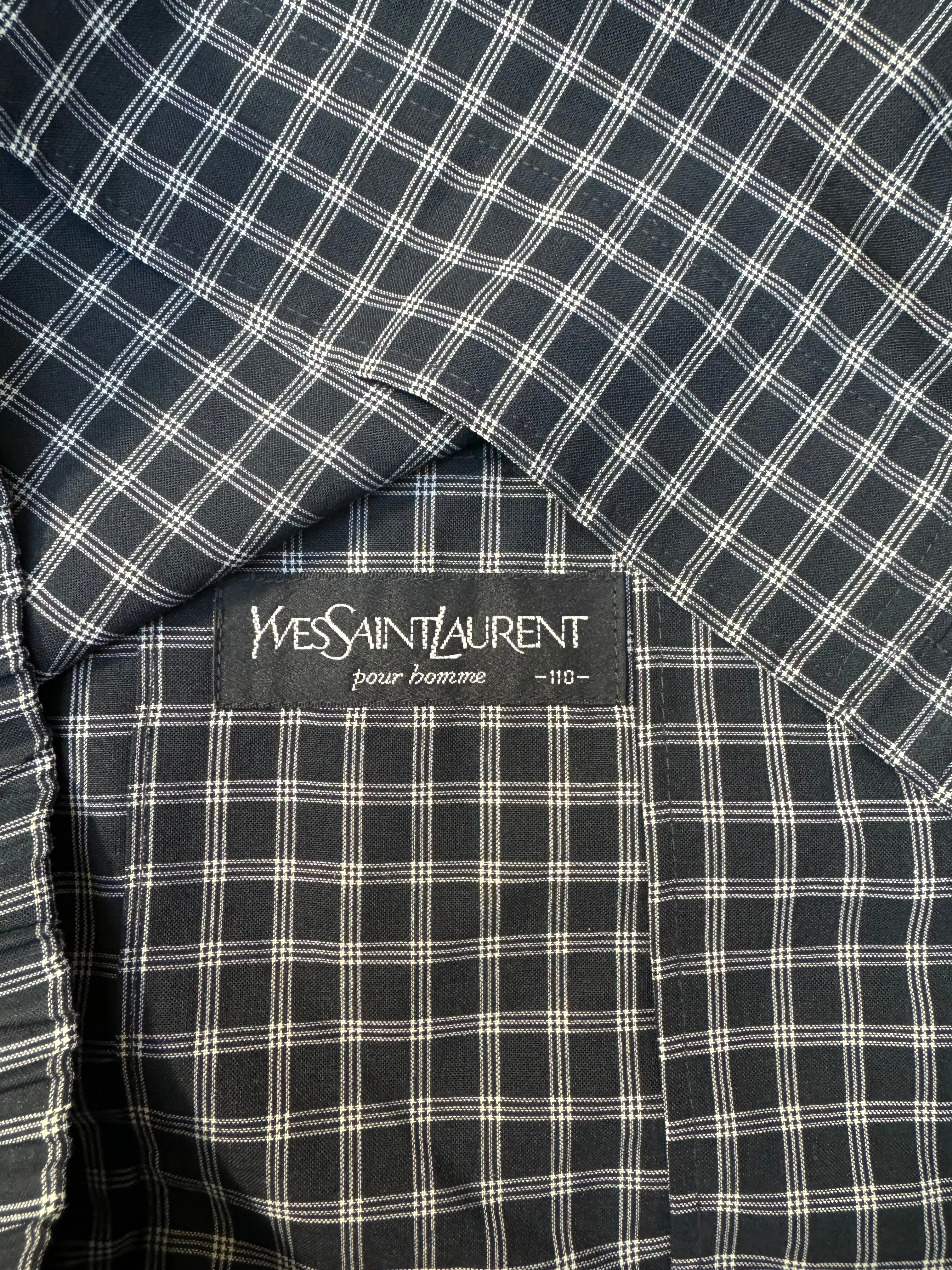 Yves Saint Laurent Navy Check Lightweight Cotton Harrington Jacket