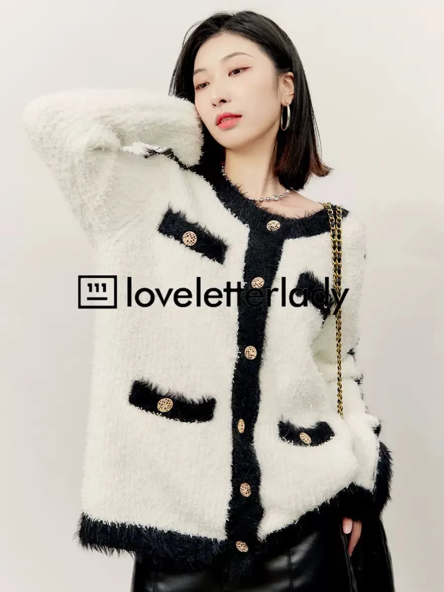 Zhou Liwu Xiaoxiang style knitted cardigan jacket for women spring and autumn new style French high-end temperament short top fo